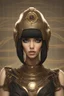 Placeholder: full body picture of a woman with a bob, a fringe hairstyle, Cleopatra clothing futuristic steampunk