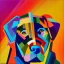 Placeholder: Cubist painting of humans and dogs standing next to each other in different colors and sizes, Cubist painting by Kees Maks, featured on dribble, informal art, cubism, picasso, art on instagram