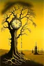 Placeholder: clock and tree and Guillotine style Salvador Dali