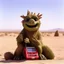 Placeholder: Godzilla as a baby muppet kawaii calling phone using a cellphone nokia, desert egypt studio pharaoh photo. Magazine 1980