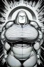 Placeholder: big man follow girl, line arts, greyscale