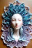 Placeholder: Superstring god, quantum deity, interdimensional beauty. human face looking down, frontal facing, profile, intricate origami flowers, detailed quilling paper, translucent plastic wrap. mixed media impressionism, fine arts and crafts, intricate embroidery, rococo spirtualism.