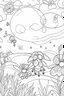 Placeholder: HAPPY NEW YEAR coloring page for kids, Firefly lights up night sky , thick outline, low details, no shading, no color