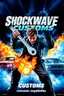 Placeholder: "Design a 90s-style romantic movie poster titled 'Shockwave Customs' with a blue theme and blue flames. Feature a super heroic mechanic in the foreground, fiercely battling thousands of adversaries with a spanner. In the background, show cars doing burnouts, creating a dynamic and intense scene. Capture the high-energy, gritty aesthetic of classic 90s romantic films. Prominently display the subtitle 'mmechanic negotiator' in bold, CRAZY impactful lettering."