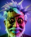 Placeholder: Ultra Realistic photo, medium shot view, drunken sweet happy old man, carnival scene, monster hair, steampunk style. Blue hair, confeti, smile, happy, festival, ovnis, gradient color fog. highly detailed, concept art, unreal engine 5, ray tracing, RTX, lumen lighting, ultra detail, volumetric lighting, 3d, finely drawn, high definition, high resolution.