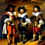 Placeholder: retrato cuerpo entero al oleo en canvas de tres gatos vestido como los tres mosqueteros con estilo de Rubens y Diego Velázquez y Rembrandt