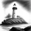 Placeholder: A graphite pencil drawing of the first light house of Norway, Lindesnes Lighthouse