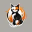 Placeholder: Logo. Orange, black and white palette cat in artistic style full body