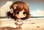 Placeholder: cute italian chibi girl at the beach