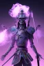 Placeholder: Futuristic Neon crystal skeleton samurai smoke