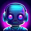 Placeholder: an app icon, that is visible even when small. It is a head shot of a cute little cyberpunk robot responsible for building things. The background should be uncluttered. There should be some padding around the main character