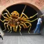 Placeholder: giant spider chasing crowded people under the subway
