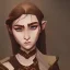 Placeholder: dungeons and dragons female elf druid, brown hair, brown eyes, pale skin