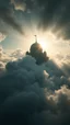 Placeholder: A huge the world “ SAMARRI “ above swirling clouds, emerges from the heart of a raging storm. Turbulent winds of steam swirl around the iconic structure, lit by shafts of sunlight that cast dramatic shadows on the A beautiful sun , High quality 16k cinematic scene and great photography