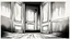 Placeholder: unhinged door, anime, monochrome, black background, ink, simple, maximum quality