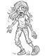 Placeholder: cartoon girl zombie, coloring image, full body (((((white background))))), only use an outline., real style, line art, white color, clean line art, white background, Sketch style