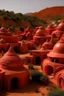 Placeholder: An orangish red vampire village designed in designed in ancient Greek pottery