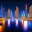 Placeholder: Fantasy city, cove, dock, night, large