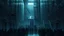 Placeholder: Many Stairs between walls, metallic doors, and buildings in bleak prison, underneath many black human silhouette, dark blue and gray colors, cold, grim vibe, high detailed, surreal, dark, cinematic