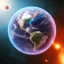 Placeholder: Earth floating in space like a trippy donut dripping highdetail soft coloring