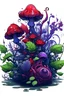 Placeholder: zehirli bitki, oyun stili, mor ve kırmızı renklerde, epik sıra dışı görünümlü bir bitki çizimi