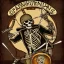 Placeholder: steampunk, skeleton, vitruvius man, playing drums, art nouveau,