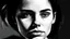 Placeholder: female face front republic french oil panting black and white contrast