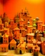 Placeholder: An orange colored town made out of toys painted by Paul Klee