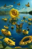 Placeholder: lake of sunflowers in the island of cheese and butterfly