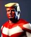 Placeholder: Realistic image of Donald trump wrestler, Mexican wrestling style, blood, red eye line, red and blue breeches, glow us flag dress, suspenders, retro style, 80s, vibrant color, highly detailed, clean background, concept art, unreal engine 5, god rays, ray tracing, RTX, lumen lighting, ultra detail, volumetric lighting, 3d, finely drawn, high definition, high resolution.