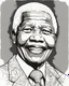 Placeholder: Outline art for coloring pages with Nelson Mandela, white background, sketch style, only use black outline, white background, no shadows and well and clear outline