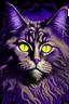 Placeholder: portrait of a purple maine coon cat with a third eye in its fore head by van gogh
