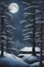 Placeholder: Winter Night, shades of blue, dark, moonlight forest