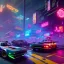 Placeholder: photo quality, unreal engine render, highest quality, stop-motion animation, vivid neon colors, volumetric lighting, cyberpunk 2077, classic car junkyard, deep colors in a dark setting background, post-apocalyptic,