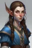 Placeholder: female blue elf with brown hair dnd