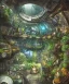 Placeholder: Inside a futuristic steampunk space ship with plants and animals