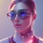 Placeholder: isometric clean art of super cute nerd girl wearing shades, neon lighting, soft lighting, hard shadows, soft pastel gradients, high definition, 3d icon clay render, blender 3d, studio lighting, god rays, octane render, unreal engine 5