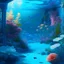 Placeholder: A blue swimming pool in a place full of flowers and scenic landscapes, and a small aquarium for marine organisms,8k,