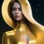 Placeholder: beautiful cosmic golden woman, long hair, nice smiling, magic glamour make up, delicate colors, beautiful glamour galactic golden dress, ultra sharp focus, 8k, unreal engine 5, extremely sharp detail, light effect, soft light atmosphere of a spaceship, smooth, full of details, face in front, complete vision of body