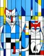 Placeholder: cats ilustración estilo Mondrian