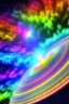 Placeholder: Beautiful ufo, galactic, rainbows, bright colours, blue, pink, gold, jewels,