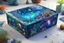 Placeholder: hyperrealistic, 4k, box for storing things with beautiful drawings a lot of colours, very detailed, subnautica, sea plants, planets space, galaxies,