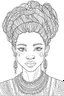 Placeholder: front position african girl face with beautiful hairstyle coloring page