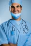 Placeholder: surgeon portrait smiling, scalpel pose