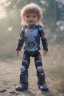 Placeholder: Zendaya toddler, robocop, full body, jump, bokeh, hyper realistic