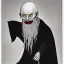 Placeholder: Nosferatu with four yellow eyes with fleshy tentacle hair beard grey skin and fangs as a Russian Orthodox