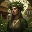 Placeholder: Pagan town, viking art, highly detailed with lush forests, green leafs, flowers, pagan temple with runes, high resolution, 24k, ornate, intricate, complex, digital painting, smooth, art by royo and tom bagshaw