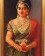 Placeholder: vintage portrait of an indian queen with roses in her hand, detailed, sharp , oil painted