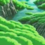 Placeholder: green canyon floor between steep cliffs