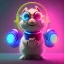 Placeholder: pixar style anamorphic cute smiling baby rabbit, smiling, cyberpunk headphone, sunglass, gangsta gold necklaces, full body, magenta puffer jacket, manila city background, dramatic lighting, hyper realistic, unreal engine 5, 16k